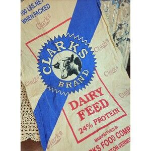 Clarks Brand Dairy Feed Advertising Kitchen Towel Wall Hanging 18" x 28"